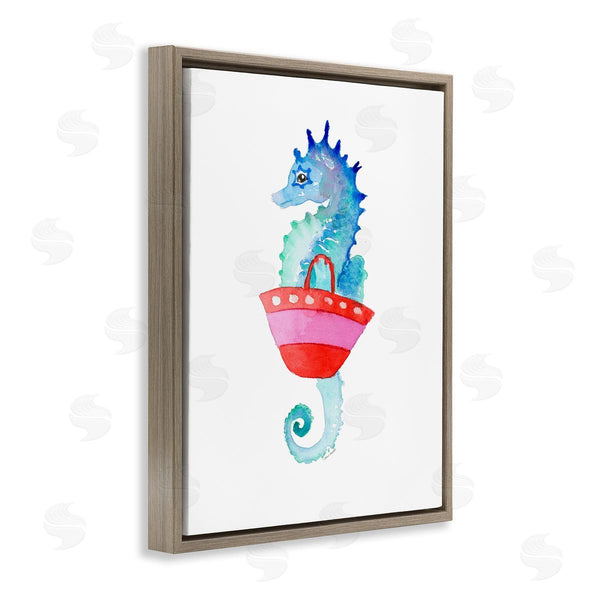 Stupell Industries Lanie Loreth | Blue Seahorse Red Beach Bag Aquatic Animal Wall Art
