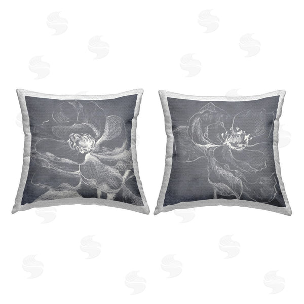 Stupell Industries Lanie Loreth | Chalkboard Magnolia Blossom Sketch Printed Throw Pillow Set