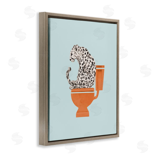 Stupell Industries Lanie Loreth | Cheetah On Bathroom Toilet Wall Art