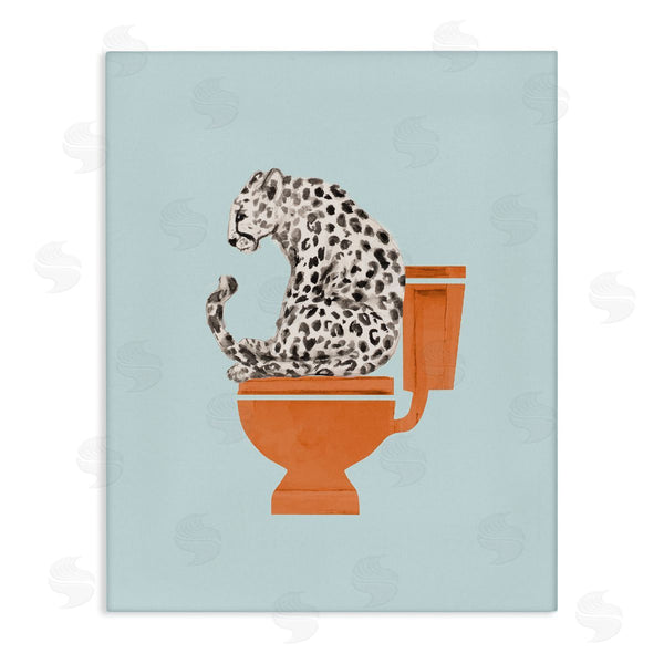 stupell industries Lanie Loreth | Cheetah on Bathroom Toilet Wall Art