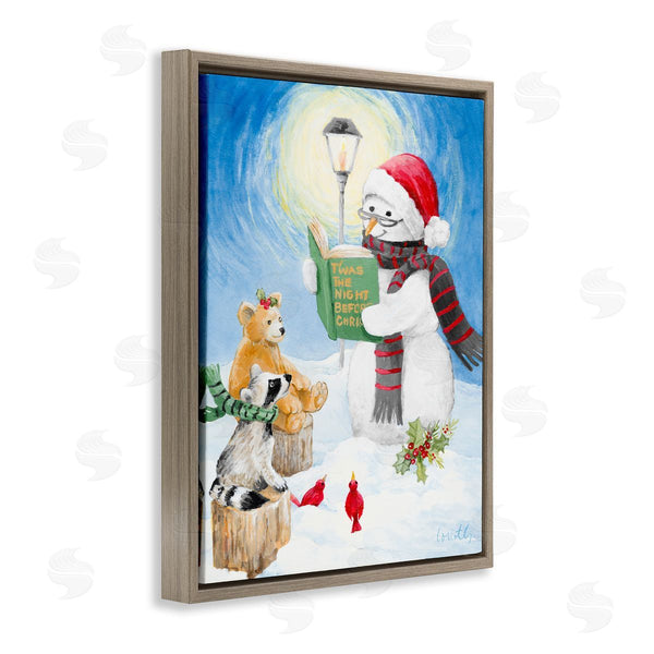 Stupell Industries Lanie Loreth | Christmas Snowman Reading Winter Holiday Animals Wall Art