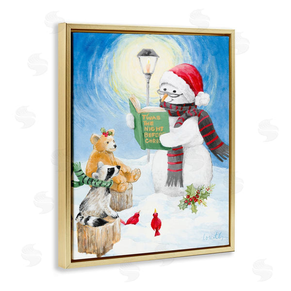 Stupell Industries Lanie Loreth | Christmas Snowman Reading Winter Holiday Animals Wall Art