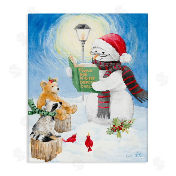 stupell industries Lanie Loreth | Christmas Snowman Reading Winter Holiday Animals Wall Art