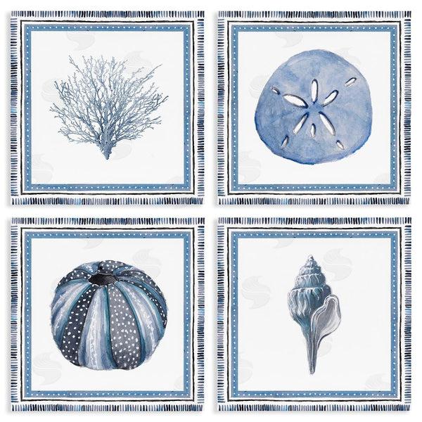 stupell industries Lanie Loreth | Coastal Teal Bordered Coral Wall Art