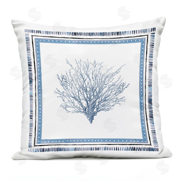 Stupell Industries Lanie Loreth | Coastal Teal Coral Bordered Throw Pillow