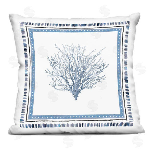 stupell industries Lanie Loreth | Coastal Teal Coral Bordered Throw Pillow