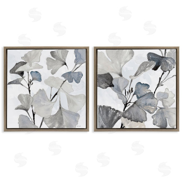 Stupell Industries Lanie Loreth | Elegant Monochromatic Plant Leaves Wall Art