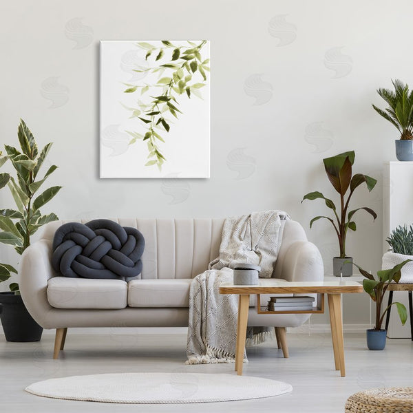 Stupell Industries Lanie Loreth | Falling Green Vines Soft Watercolor Cascading Plant Leaves Wall Art