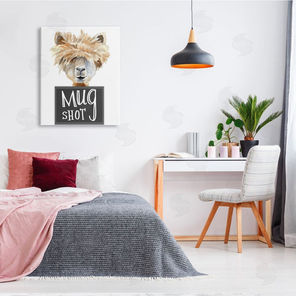 Stupell Industries Lanie Loreth | Fluffy Hair Alpaca Animal Mugshot Funny Portrait Wall Art