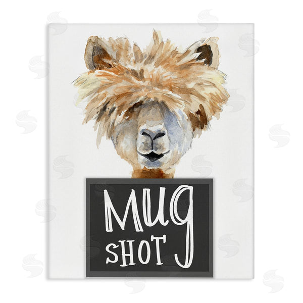stupell industries Lanie Loreth | Fluffy Hair Alpaca Animal Mugshot Funny Portrait Wall Art