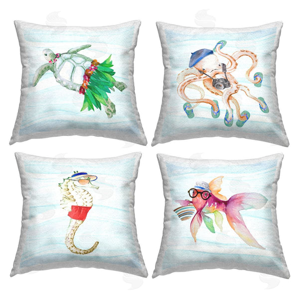 Stupell Industries Lanie Loreth | Fun Sea Life Dressed Animals Printed Throw Pillow Set