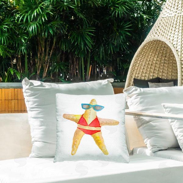 Stupell Industries Lanie Loreth | Fun Swimsuit Starfish Printed Throw Pillow