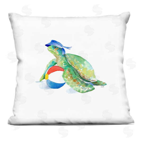 stupell industries Lanie Loreth | Green Sea Turtle Beach Ball Aquatic Animal Printed Throw Pillow