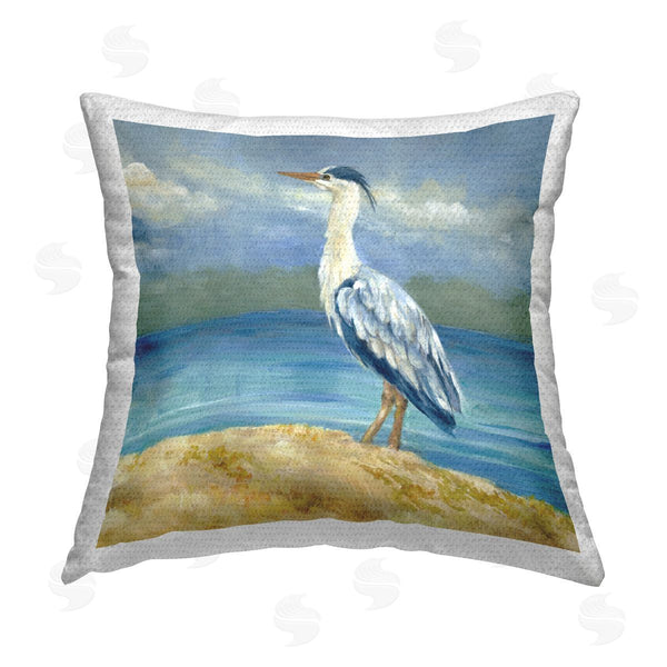 Stupell Industries Lanie Loreth | Heron On Cloudy Beach Printed Throw Pillow