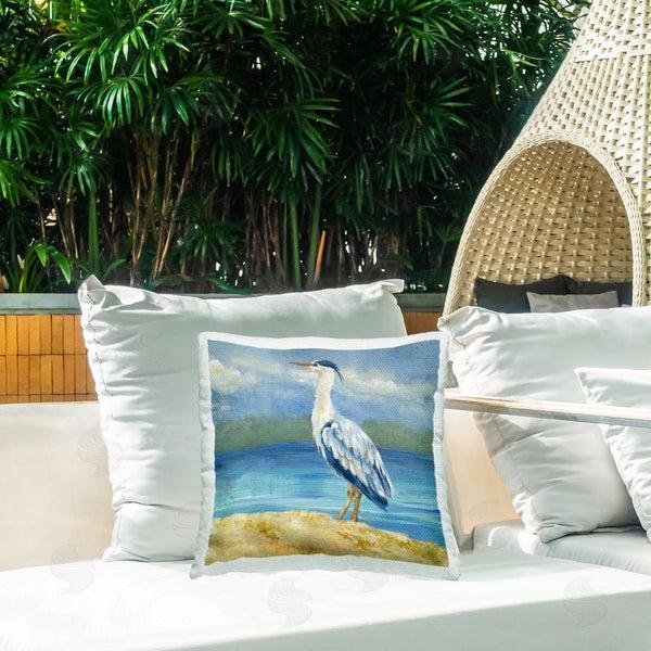 Stupell Industries Lanie Loreth | Heron On Cloudy Beach Printed Throw Pillow