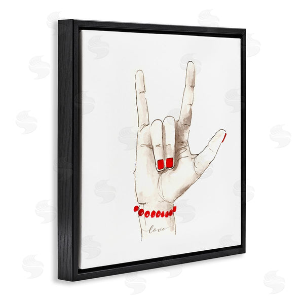 Stupell Industries Lanie Loreth | I Love You Sign Language Red