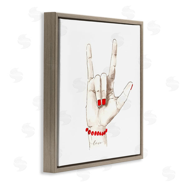 Stupell Industries Lanie Loreth | I Love You Sign Language Red