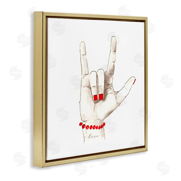 Stupell Industries Lanie Loreth | I Love You Sign Language Red
