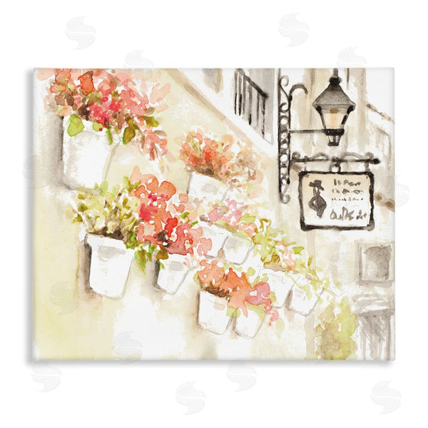 stupell industries Lanie Loreth | Impressionistic Potted Flowers Soft Parisian City Street Wall Art