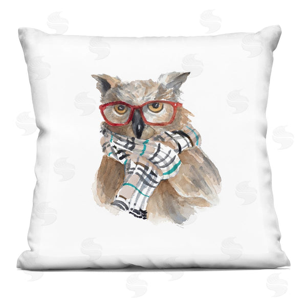 stupell industries Lanie Loreth | Intelligent Owl Red Glasses Plaid Scarf Printed Throw Pillow