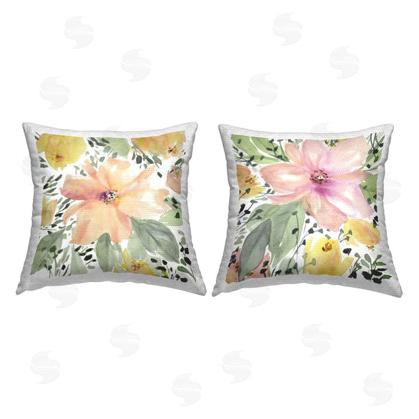 Stupell Industries Lanie Loreth | Large Pink And Coral Bloom Printed Throw Pillow Set