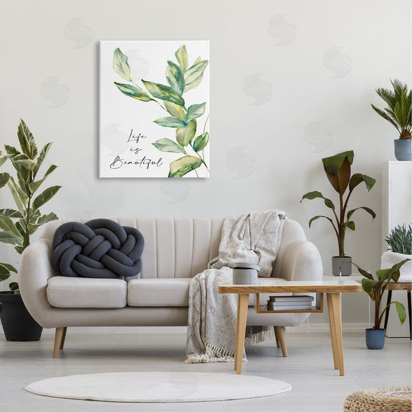 Stupell Industries Lanie Loreth | Life Is Beautiful Botanical Leaf Sprout Simplistic Painting Wall Art