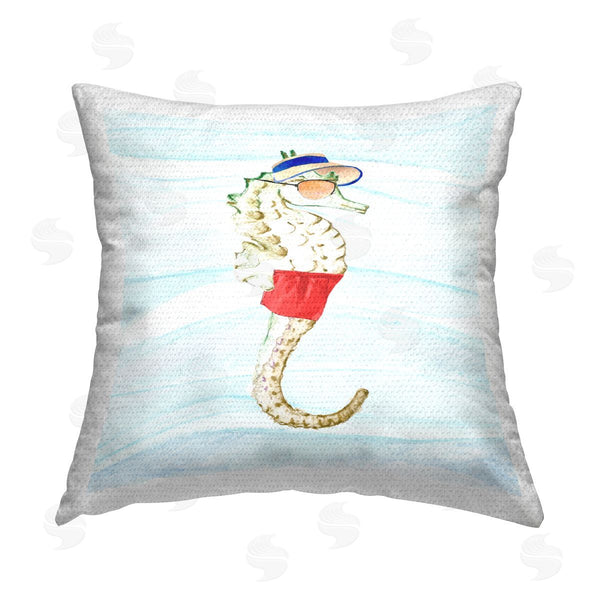 Stupell Industries Lanie Loreth | Lifeguard Seahorse Aquatic Animal Printed Throw Pillow