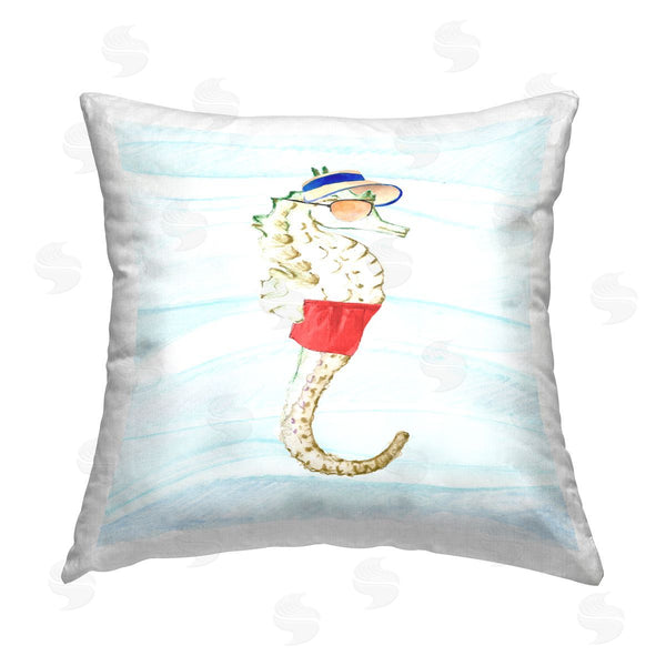 stupell industries Lanie Loreth | Lifeguard Seahorse Aquatic Animal Printed Throw Pillow