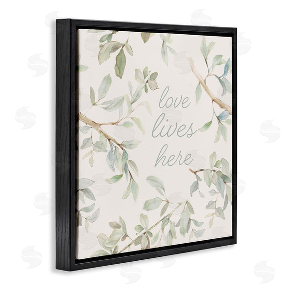 Stupell Industries Lanie Loreth | Love Lives Here Cursive Botanical Branches Phrase Wall Art
