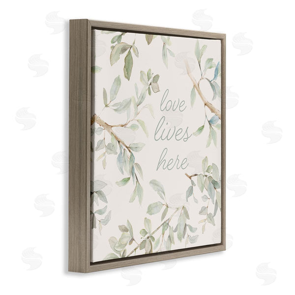 Stupell Industries Lanie Loreth | Love Lives Here Cursive Botanical Branches Phrase Wall Art