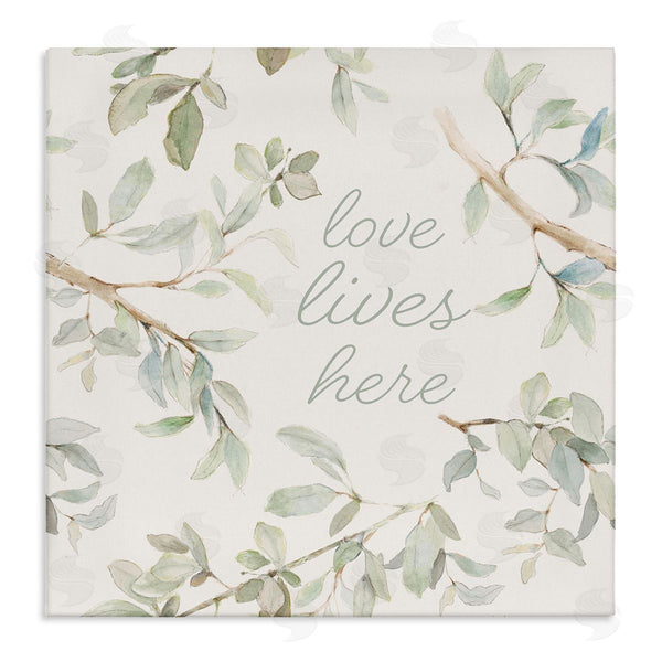 stupell industries Lanie Loreth | Love Lives Here Cursive Botanical Branches Phrase Wall Art