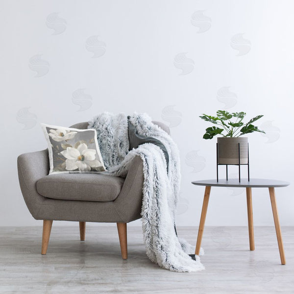 Stupell Industries Lanie Loreth | Magnolias On Grey Printed Throw Pillow