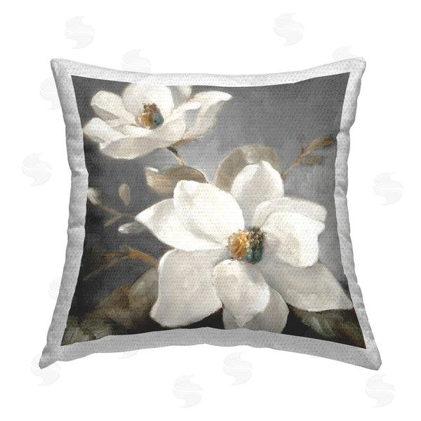 Stupell Industries Lanie Loreth | Magnolias On Grey Printed Throw Pillow