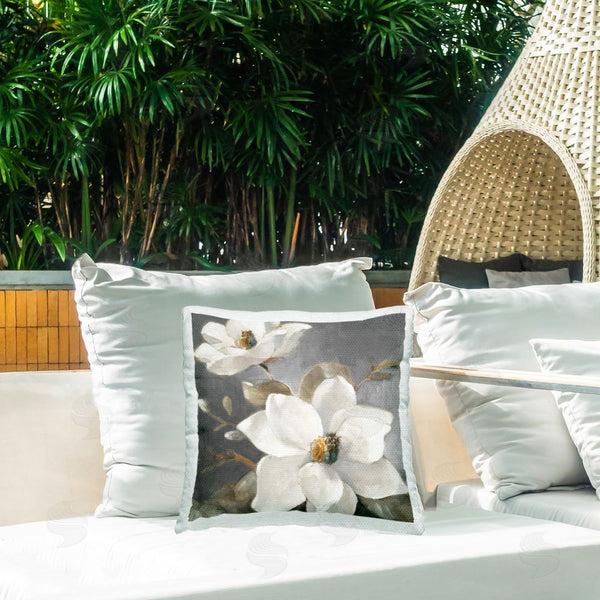 Stupell Industries Lanie Loreth | Magnolias On Grey Printed Throw Pillow