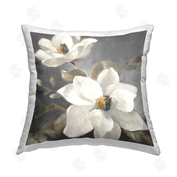 stupell industries Lanie Loreth | Magnolias on Grey Printed Throw Pillow