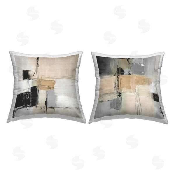 Stupell Industries Lanie Loreth | Neutral & Grey Abstraction Printed Throw Pillow Set