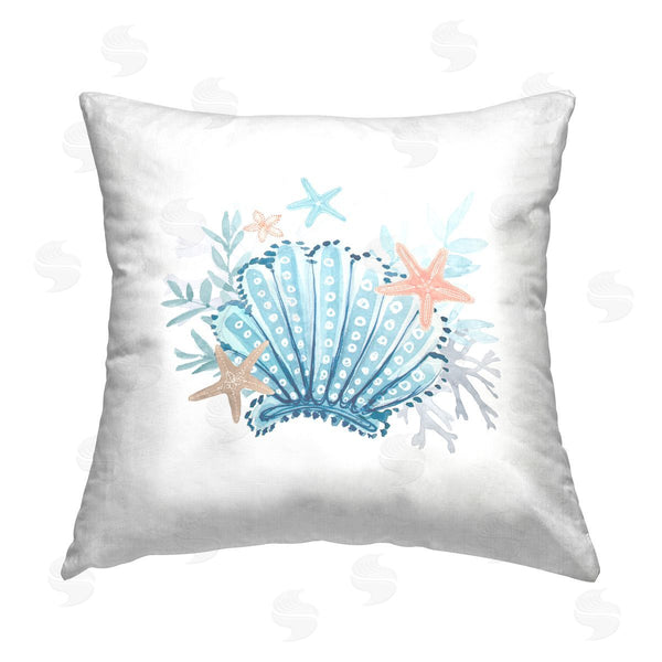 stupell industries Lanie Loreth | Ocean Scallop Blue Sea Life Printed Throw Pillow