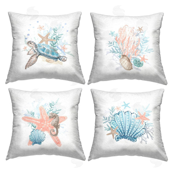 Stupell Industries Lanie Loreth | Pastel Sea Life Coral Reef Printed Throw Pillow Set