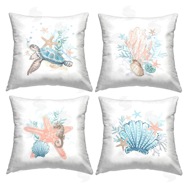 stupell industries Lanie Loreth | Pastel Sea Life Coral Reef Printed Throw Pillow Set