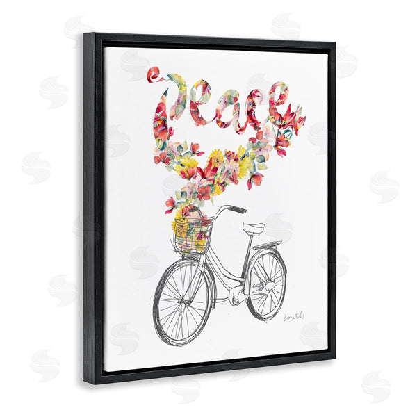 Stupell Industries Lanie Loreth | Peace Phrase Quaint Floral Bouquet Bicycle Basket Wall Art