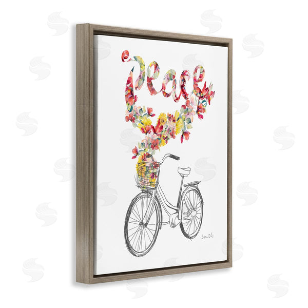 Stupell Industries Lanie Loreth | Peace Phrase Quaint Floral Bouquet Bicycle Basket Wall Art