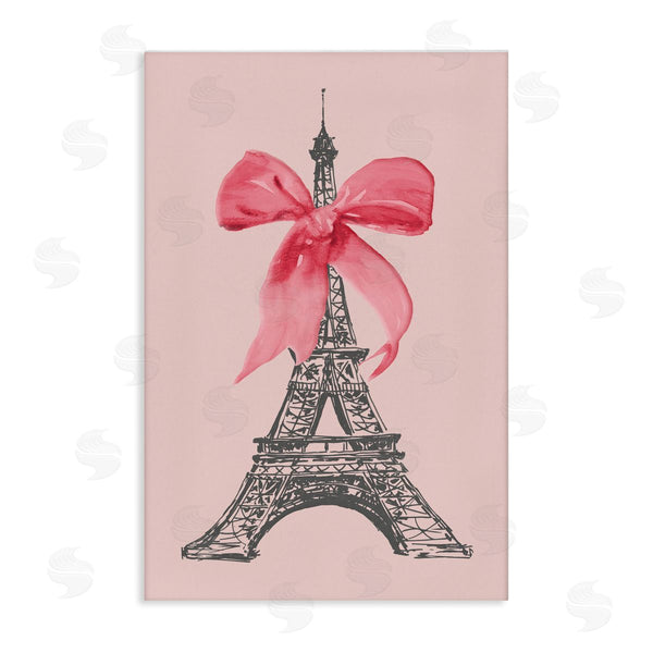 stupell industries Lanie Loreth | Pink Bow on Eiffel Tower Wall Art