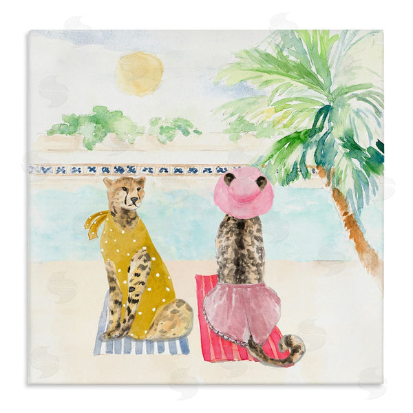 stupell industries Lanie Loreth | Pool Side Cheetahs Fun Wildlife Wall Art