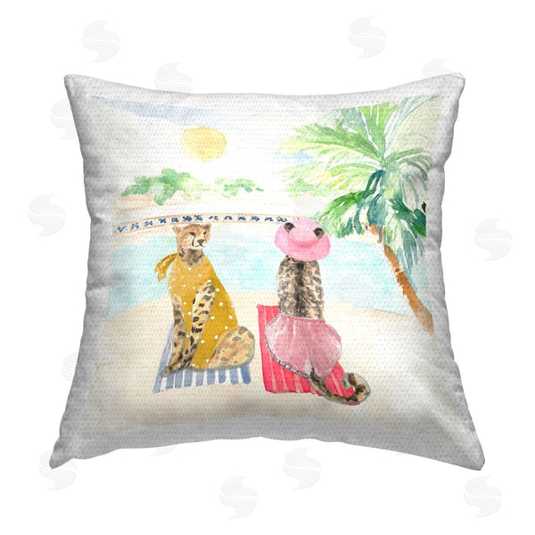 Stupell Industries Lanie Loreth | Poolside Leopard Tropical Vacation Printed Throw Pillow