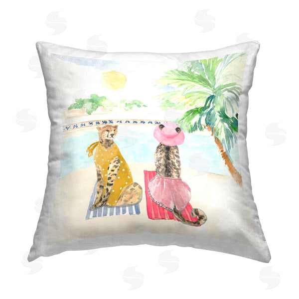 stupell industries Lanie Loreth | Poolside Leopard Tropical Vacation Printed Throw Pillow