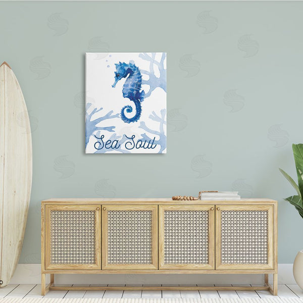Stupell Industries Lanie Loreth | Sea Soul Sentiment Tranquil Blue Seahorse Ocean Coral Wall Art