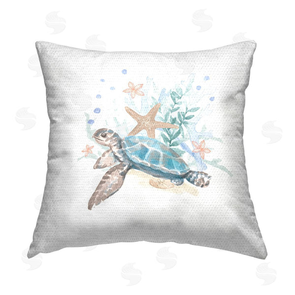Stupell Industries Lanie Loreth | Sea Turtle Marine Life Coral Printed Throw Pillow