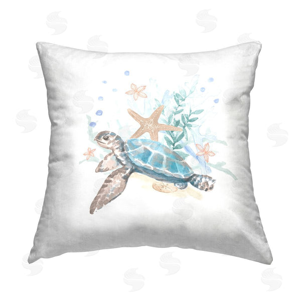 stupell industries Lanie Loreth | Sea Turtle Marine Life Coral Printed Throw Pillow