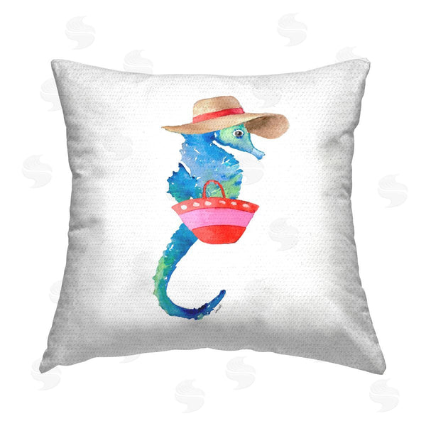 Stupell Industries Lanie Loreth | Seahorse In Beach Hat Printed Throw Pillow