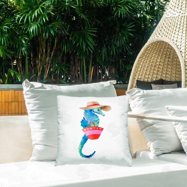 Stupell Industries Lanie Loreth | Seahorse In Beach Hat Printed Throw Pillow